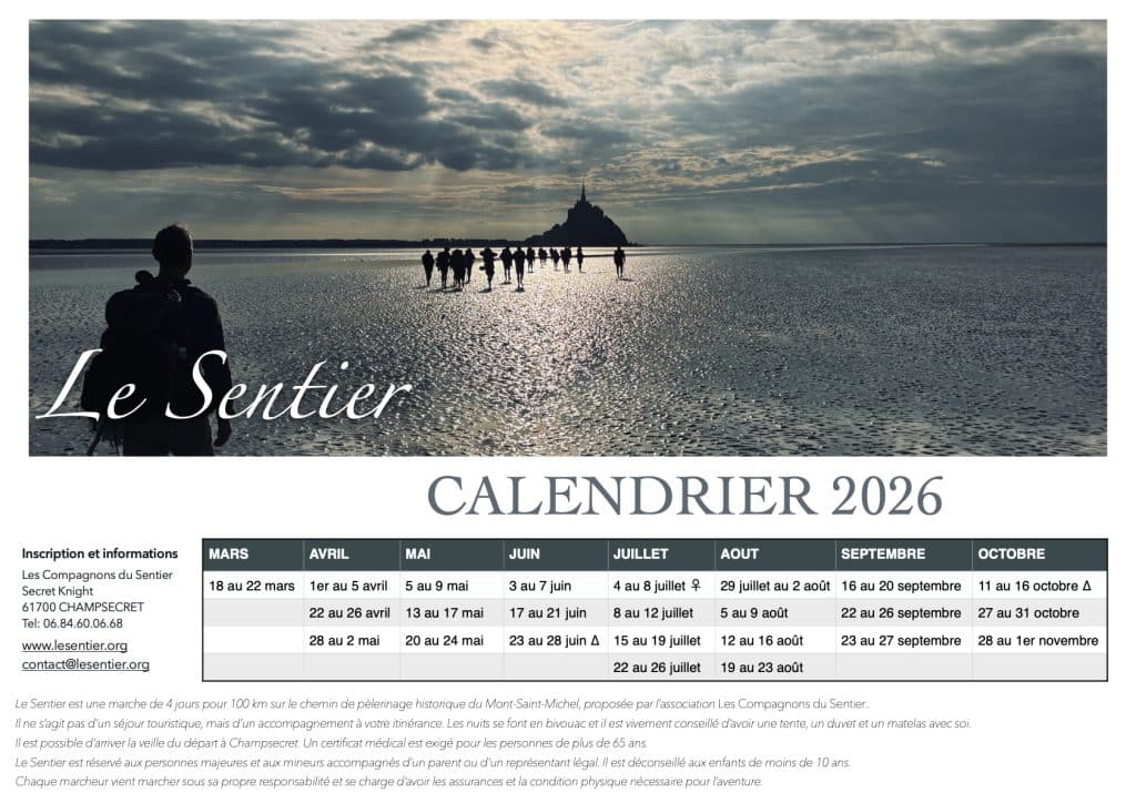 Calendrier du Sentier 2026